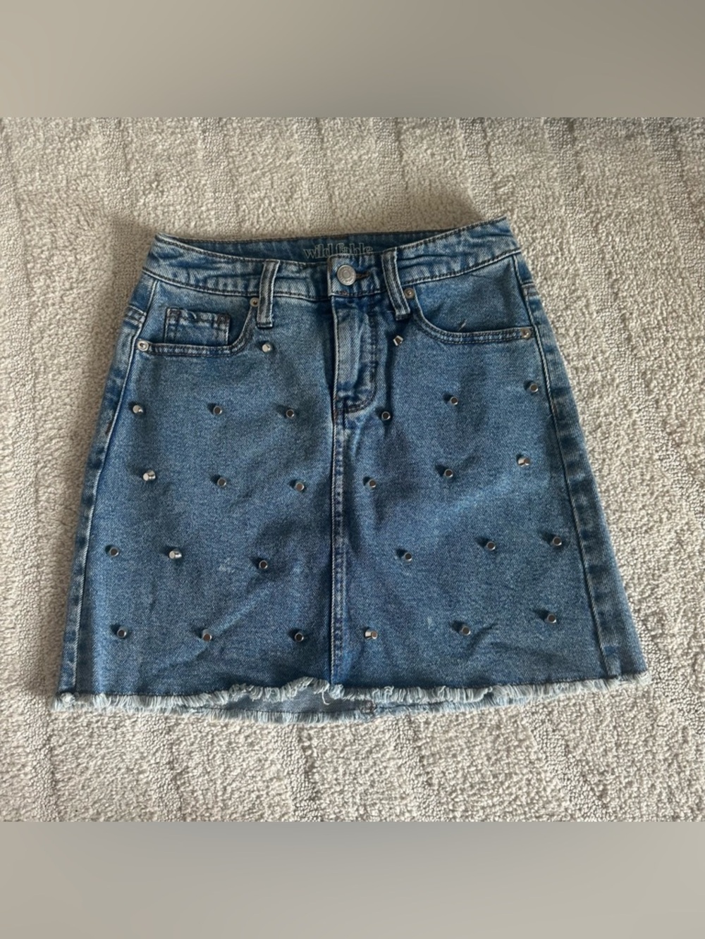 Wild Fable Blue Studded Denim Mini Skirt